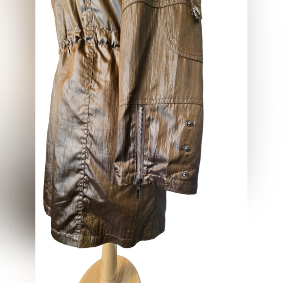 Lindi Metallic Brown Utility Military Safari Mobwife Transitional Jacket Size L - Picture 4 of 12